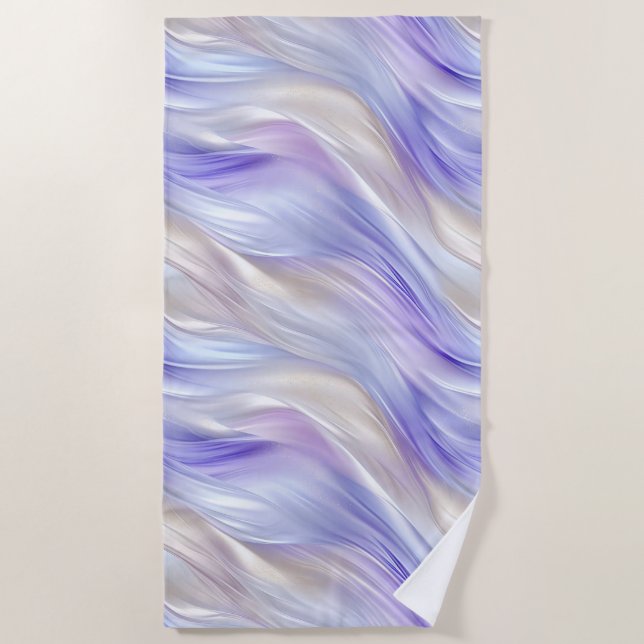 Pretty Purple Blue Pearl White Swirls Beach Towel (Front)