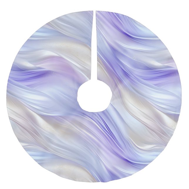 Pretty Purple Blue Pearl White Swirls Brushed Polyester Tree Skirt (Front)