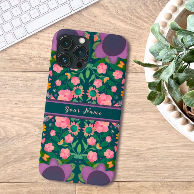 Pretty Purple Boho Name Flowers Custom Pattern  iPhone Case (Creator Uploaded)
