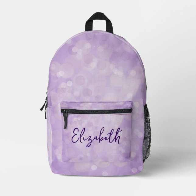Pretty Purple Bokeh  Printed Backpack (Front)