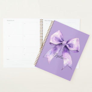 Pretty Purple Bow Personalised Name Planner