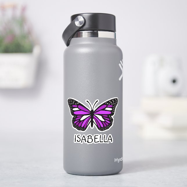 Pretty Purple Butterfly and Name Personalised   (HydroFlask)