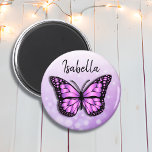 Pretty Purple  Butterfly Personalised Name Magnet<br><div class="desc">Pretty purple Butterfly Personalised Name magnet. Use these cute magnets to hold up your daughters artwork or homework. Show her how proud of her you are!</div>