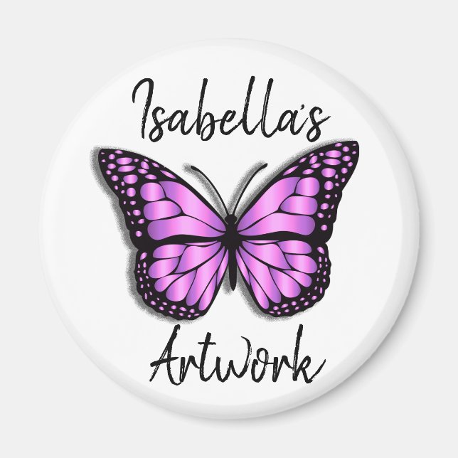 Pretty Purple  Butterfly Personalised Name Magnet (Front)
