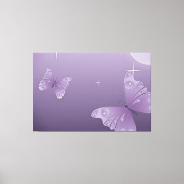 "PRETTY PURPLE BUTTERFLY PRINT"  Cheerful Girl's Canvas Print (Front)