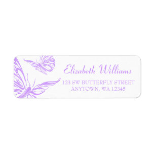 Pretty Purple Butterfly Return Address Label