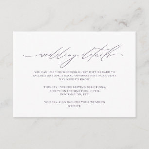 Pretty Purple Calligraphy Wedding Guest Details Enclosure Card