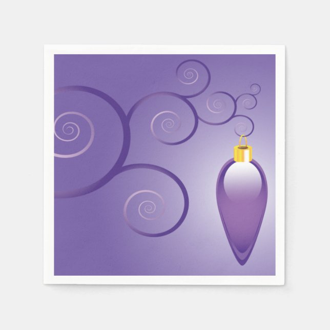Pretty Purple Christmas Ornament Holiday Design Napkin (Front)
