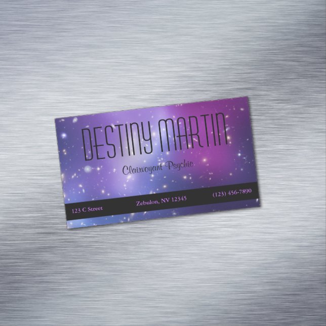 Pretty Purple Cosmic Metaphysical Magnetic Business Card (In Situ)