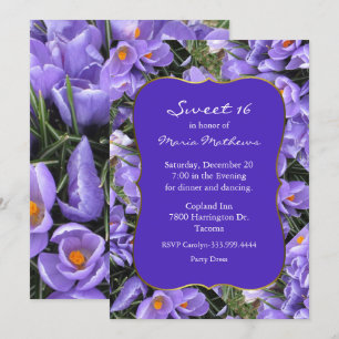 Pretty Purple Crocus Sweet 16 Birthday Invitation