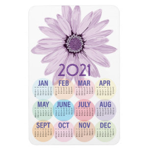 Pretty Purple Daisy   Custom 2021 Calendar Magnet