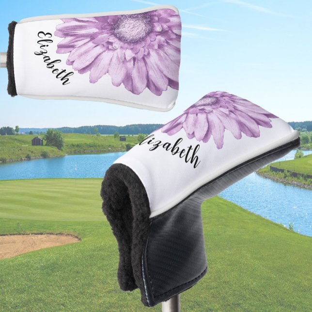 Pretty purple daisy flower custom name womens golf head cover (Creator Uploaded)