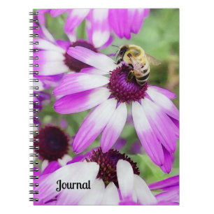 Pretty Purple Daisy Flowers and Bee Journal