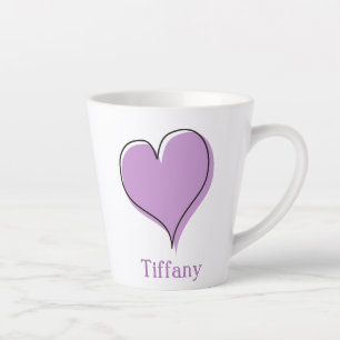 Pretty Purple Doodle Heart Latte Mug