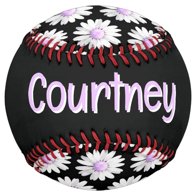 Pretty Purple Dotted Daisy's (personalise) Softball (Back)