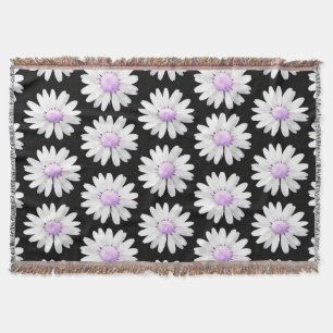 Pretty Purple Dotted Daisy's Throw Blanket