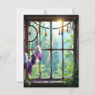 Pretty Purple Dreamcatcher in Window   Postcard