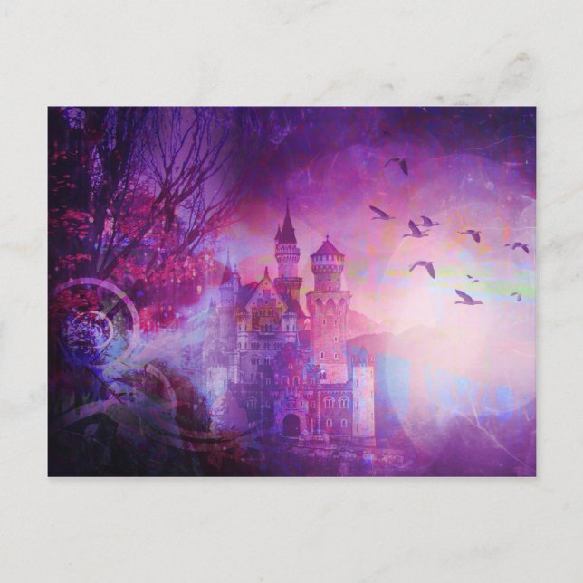 Pretty Purple Fairy Tale Fantasy Castle Postcard (Front)