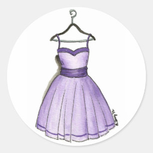Pretty Purple Fashionista Retro Vintage Prom Dress Classic Round Sticker