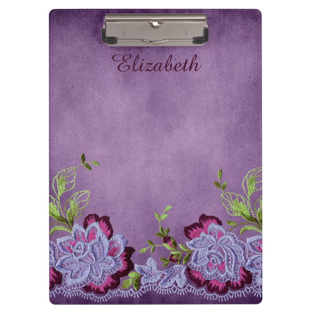 Pretty Purple Floral Clipboard (Front)