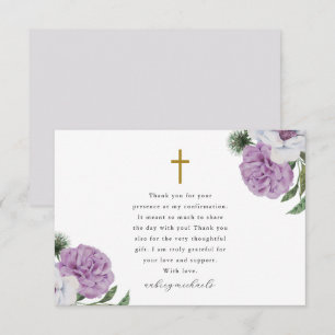 Pretty Purple Floral Confirmation Thank You Card