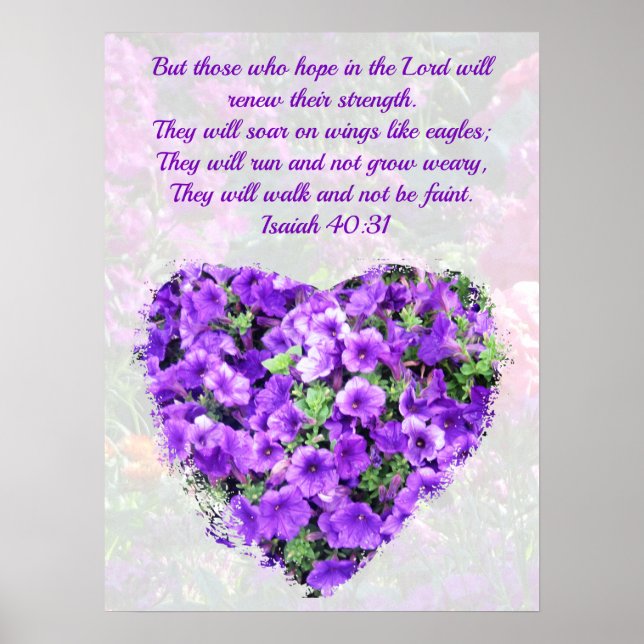 PRETTY PURPLE FLORAL ISAIAH 40:31 VERSE ORIGINAL POSTER (Front)