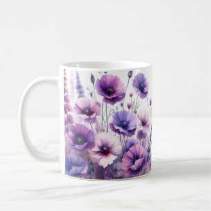 Pretty Purple Floral Monogram Hibiscus Mug