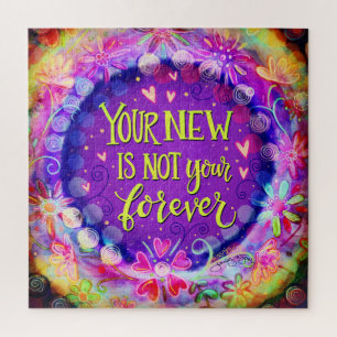 Pretty Purple Floral New Not Forever Inspirivity Jigsaw Puzzle