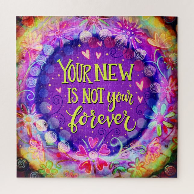 Pretty Purple Floral New Not Forever Inspirivity Jigsaw Puzzle (Vertical)
