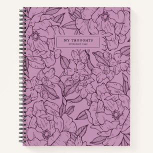 Pretty Purple Floral Pattern Modern Notebook