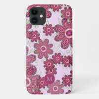 Pretty Purple Floral Pattern Monogrammed