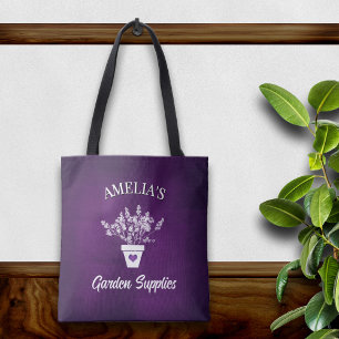 Pretty Purple & Floral Personalized Tote Bag