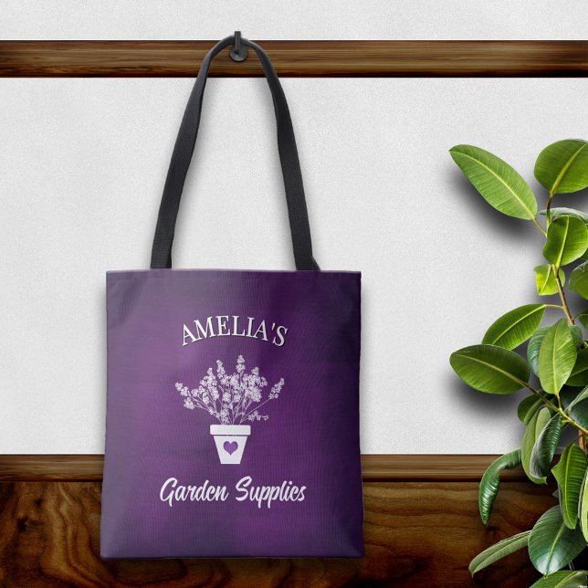 Pretty Purple & Floral Personalized Tote Bag (Creator Uploaded)