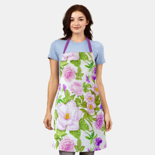 Pretty Purple Floral Print Apron