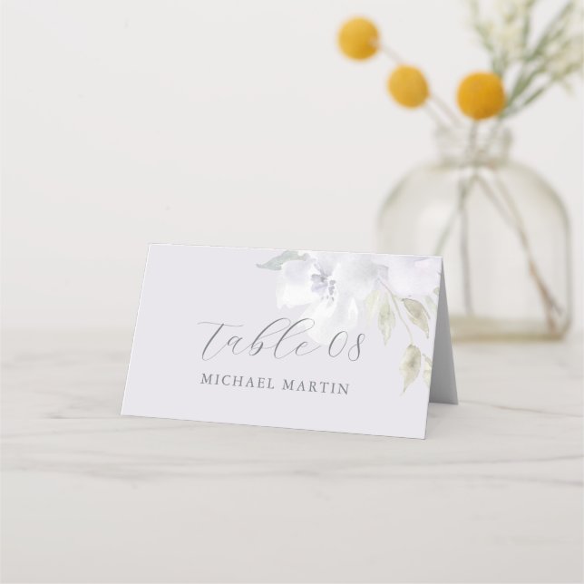 Pretty Purple Floral Quinceanera Calligraphy Place Card (Front)