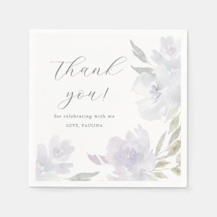 Pretty Purple Floral Quinceanera Thank You Napkin