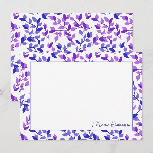 Pretty Purple Florals Modern Script Personalised Card (Front/Back)