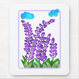Pretty Purple Flower Art Card Mouse Mat