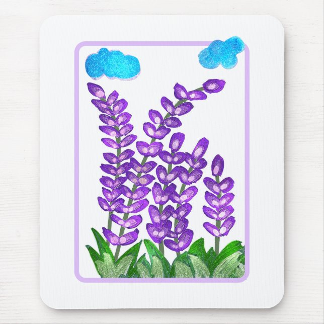 Pretty Purple Flower Art Card Mouse Mat (Front)
