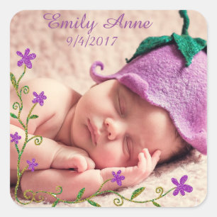 Pretty Purple Flower Baby Photo Sticker