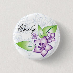 Pretty Purple Flower Flair 3 Cm Round Badge