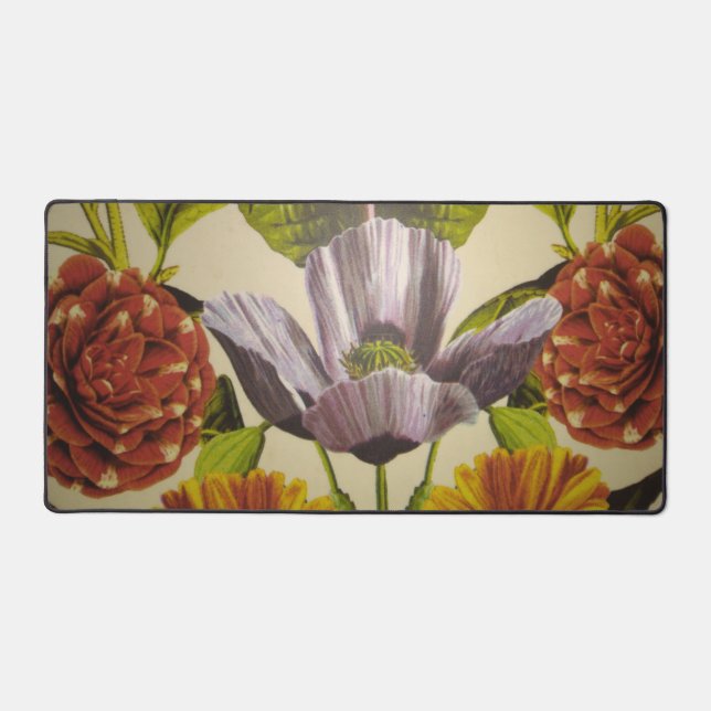 Pretty Purple Flower Motif Desk Mat (Front)