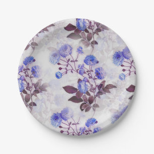 Pretty Purple Flower Print Paper Plate