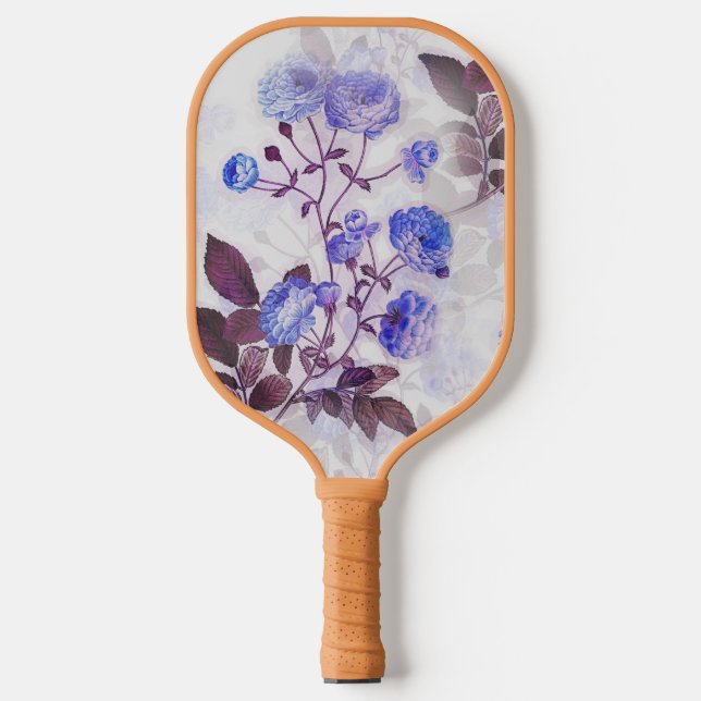 Pretty Purple Flower Print Pickleball Paddle (Front)