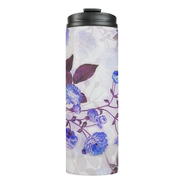 Pretty Purple Flower Print Thermal Tumbler (Front)