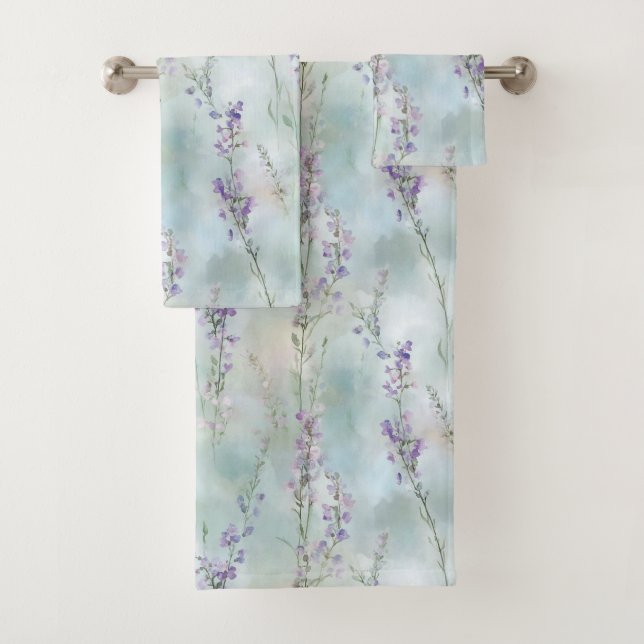 Pretty Purple Flowers  Bath Towel Set (Insitu)