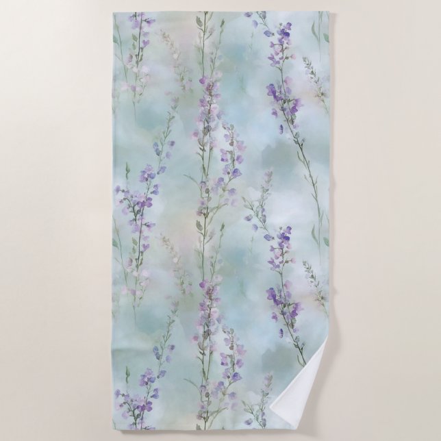 Pretty Purple Flowers  Beach Towel (Front)