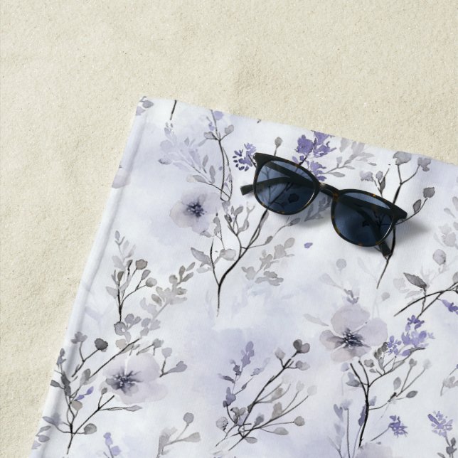 Pretty Purple Flowers   Beach Towel (In Situ)