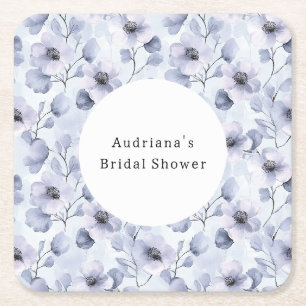 Pretty Purple Flowers Birthday Square Paper Coaster