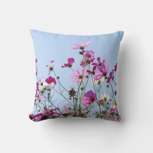 Pretty Purple Flowers Blue SKy Photo Cushion